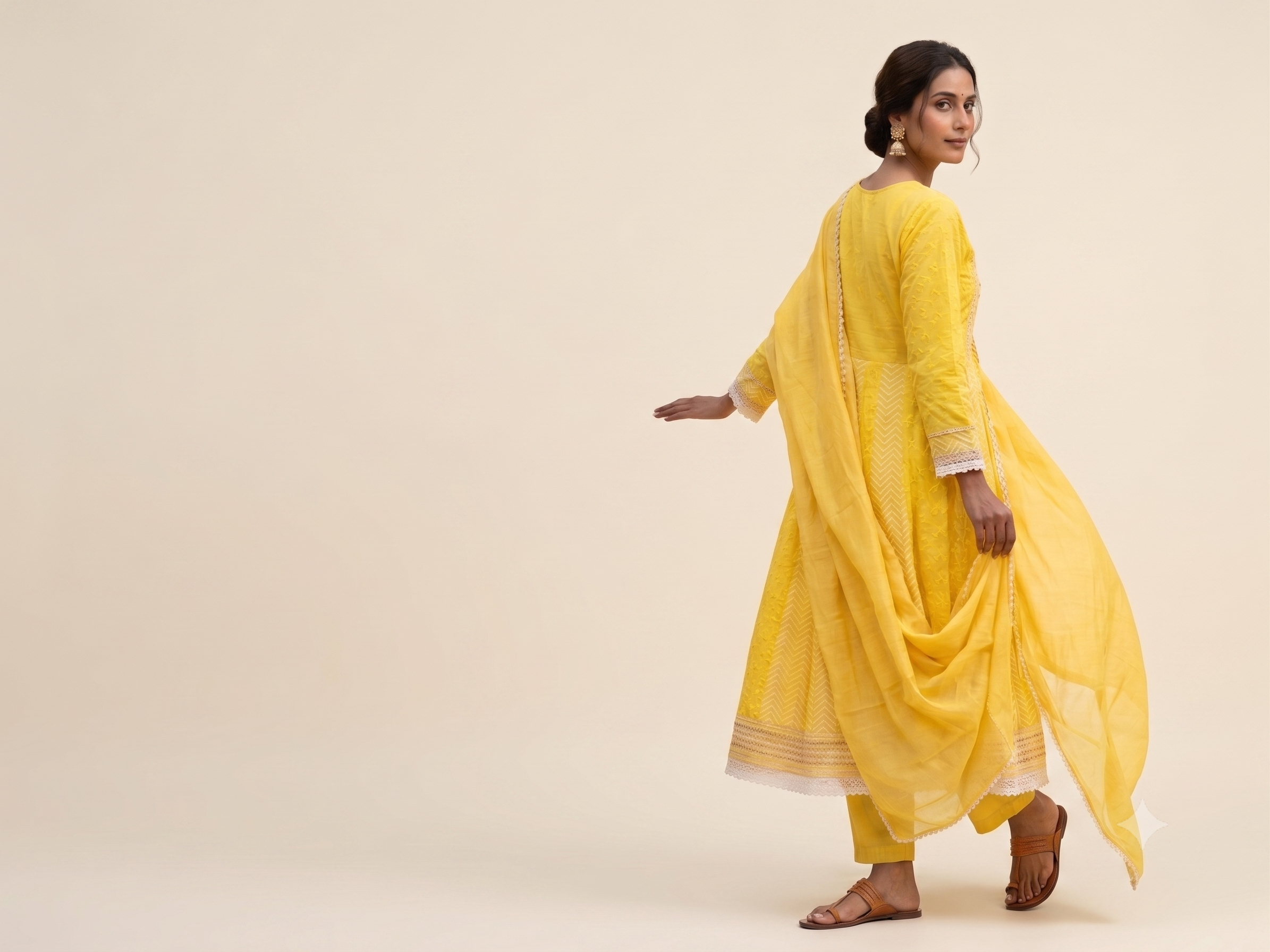 [RISHI EXPORTS] | Artisanal Anarkali Suit Jaipur print with shifli and embdroidery work